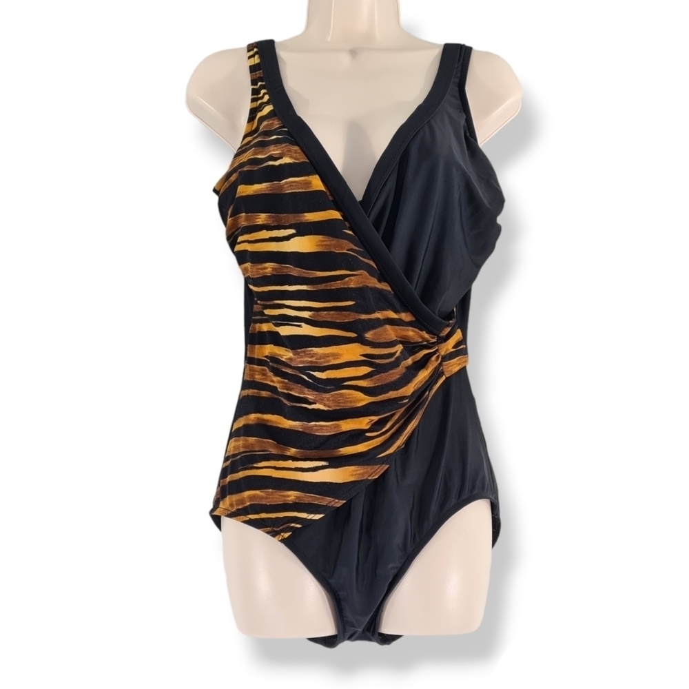 Vintage Slimsport Animal Print One Piece Swimsuit Size 14